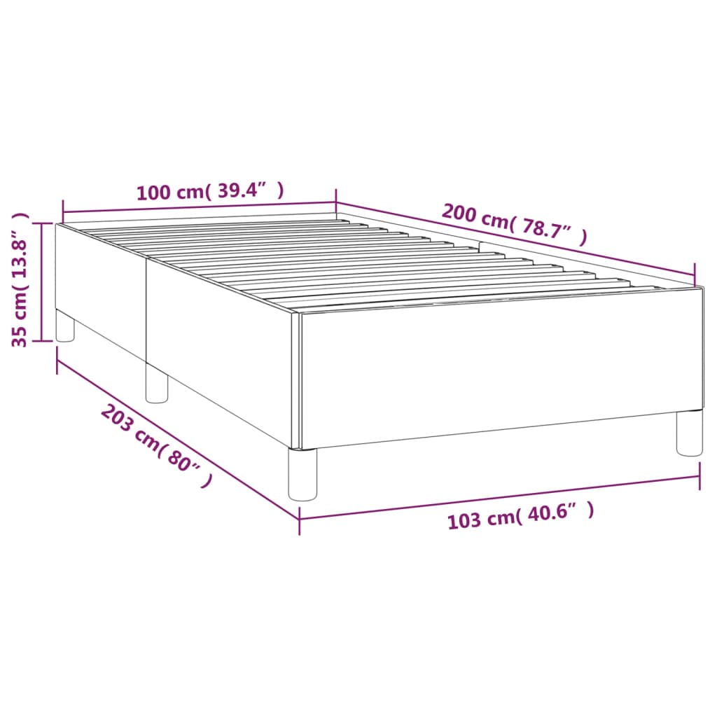 Posteljni okvir svetlo siv 100x200 cm blago