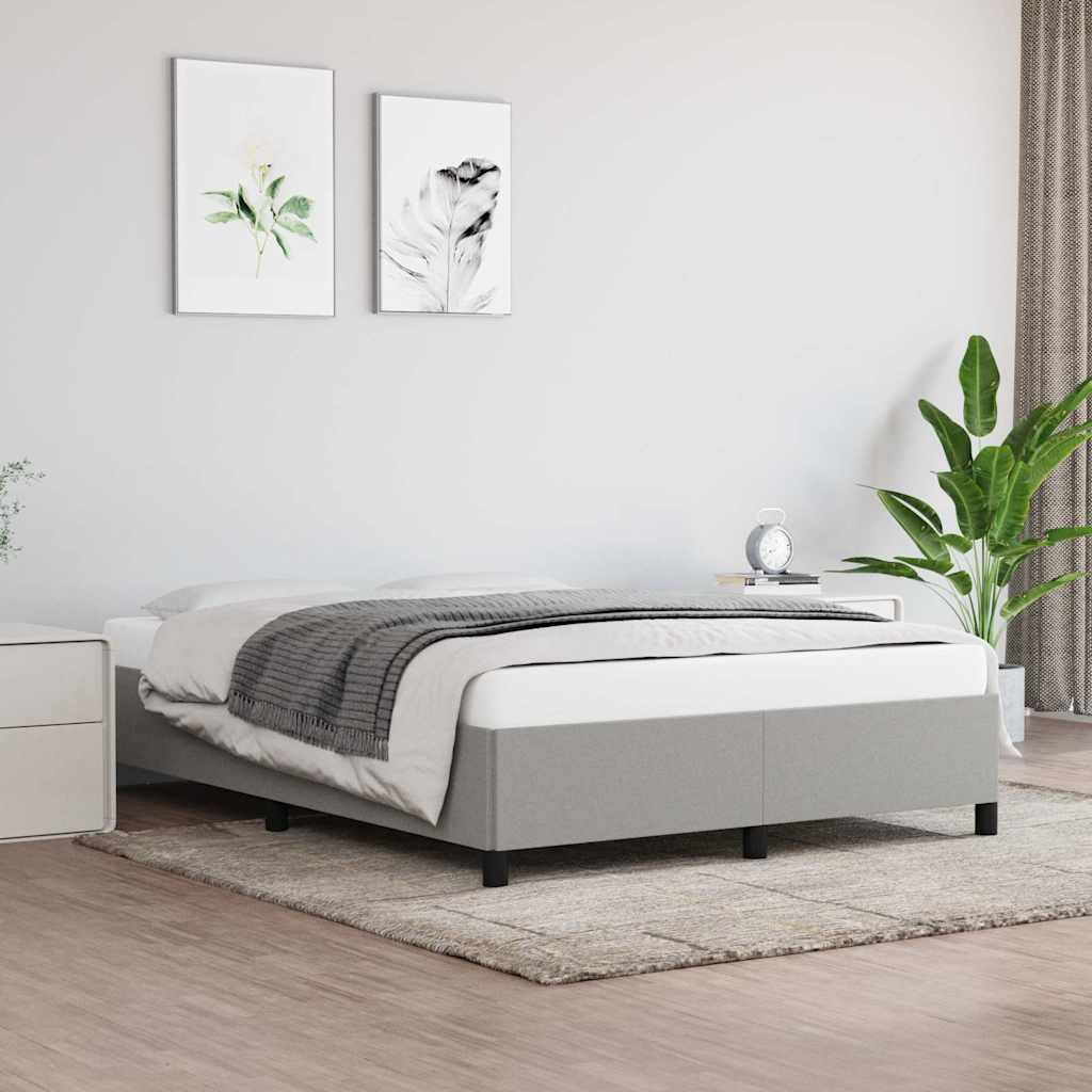 vidaXL Rama ��ka bez materaca, jasnoszara, 140x190 cm, obita tkanin�