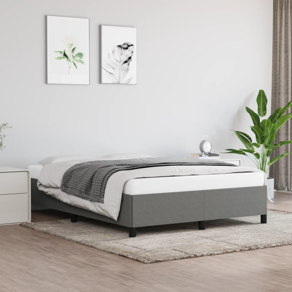 vidaXL Cadru de pat, gri închis, 140x190 cm, material textil