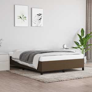 Rám postele bez matrace tmavě hnědý 140 x 190 cm textil - obrázek 1