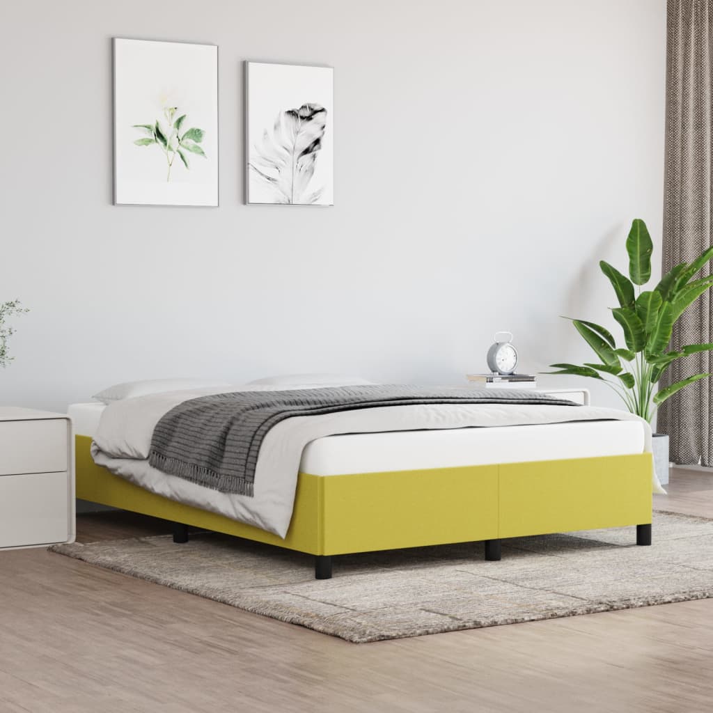 vidaXL Cadru de pat, verde, 140x190 cm, material textil