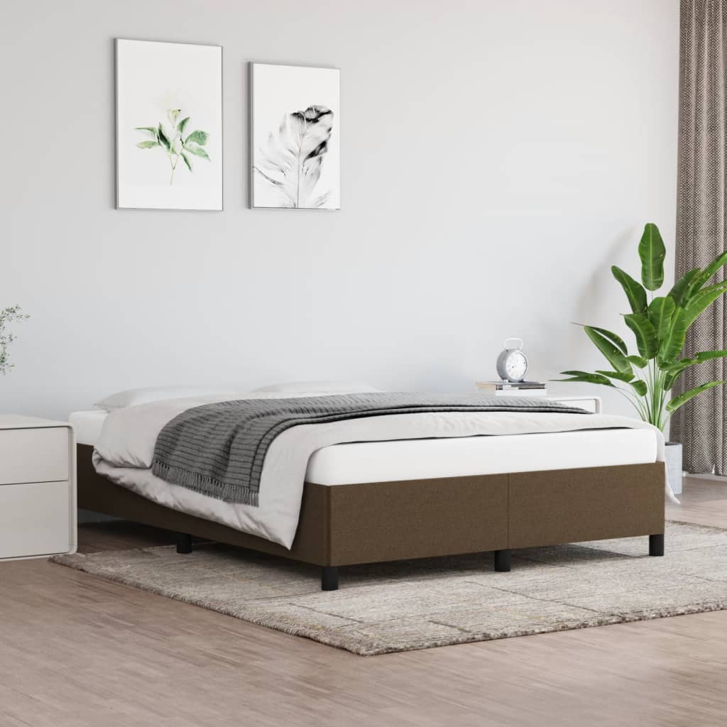 vidaXL Cadru de pat, maro închis, 140×200 cm, material textil vidaXL imagine 2022
