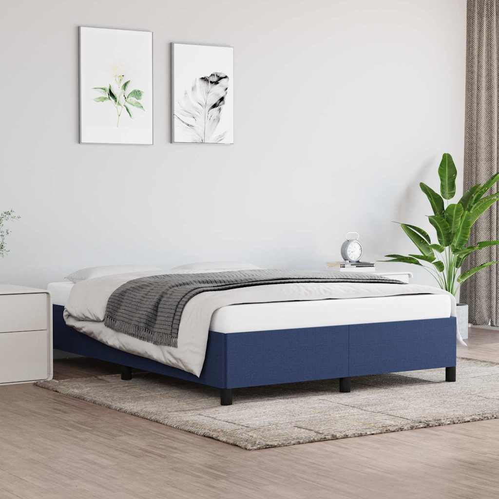 vidaXL Rama ��ka bez materaca, niebieska, 140x200 cm, obita tkanin�