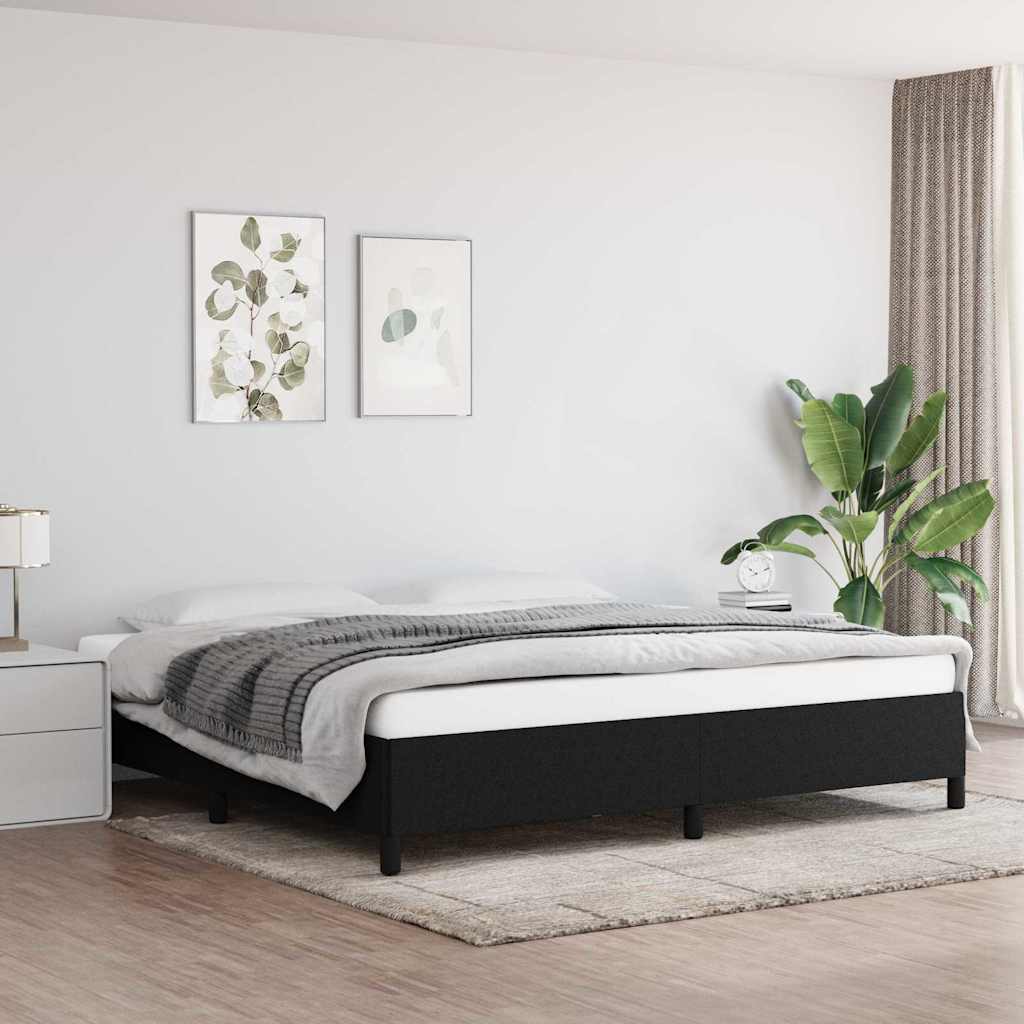 vidaXL Rama ��ka bez materaca, czarna, 200x200 cm, obita tkanin�