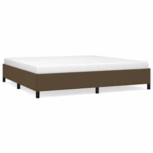 Rám postele bez matrace tmavě hnědý 200 x 200 cm textil - obrázek 2