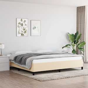Rám postele bez matrace krémový 200 x 200 cm textil - obrázek 1
