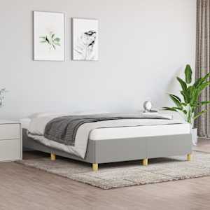 Rám postele bez matrace světle šedý 140 x 190 cm textil - obrázek 1