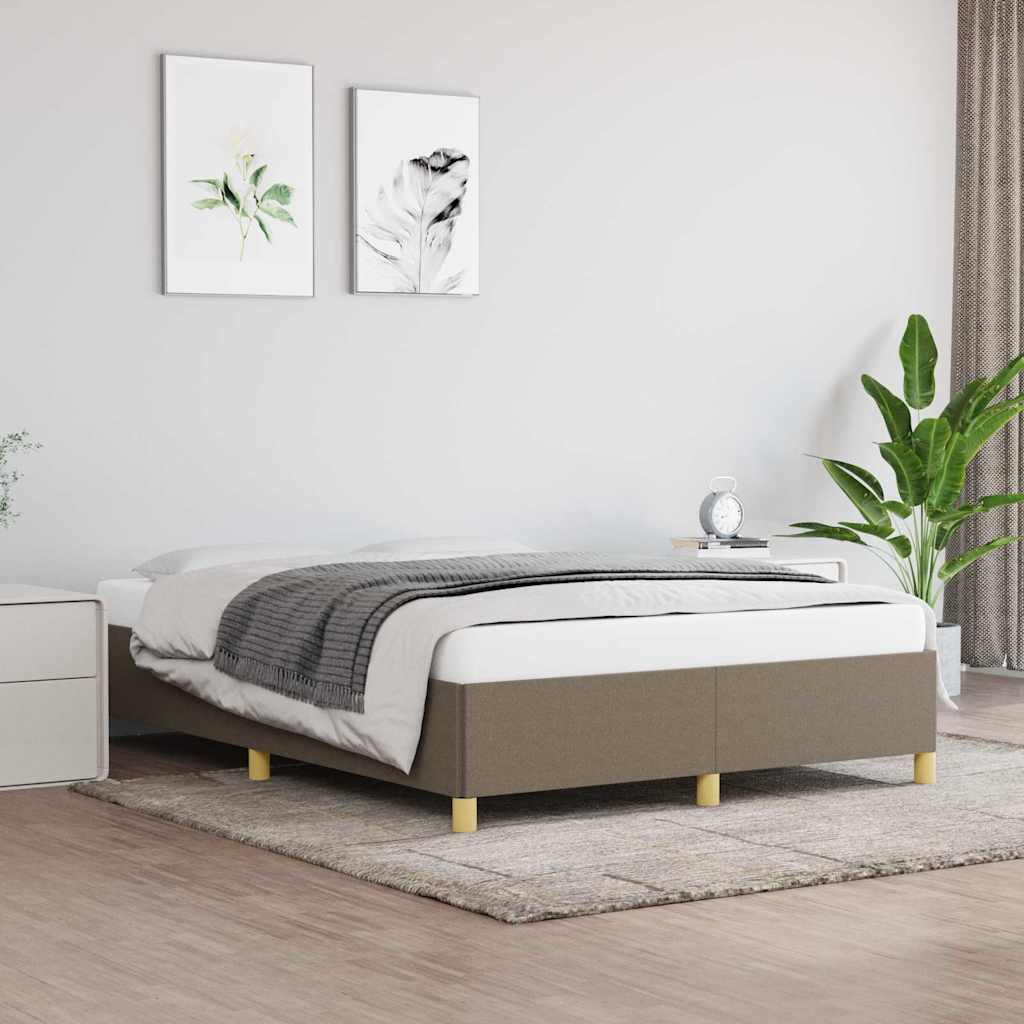 vidaXL Rama ��ka bez materaca, kolor taupe, 140x190 cm, obita tkanin�