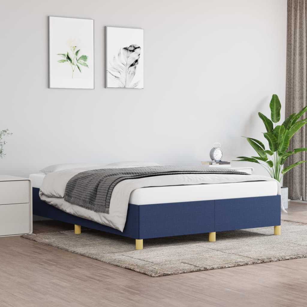 vidaXL Cadru de pat, albastru, 140×190 cm, material textil