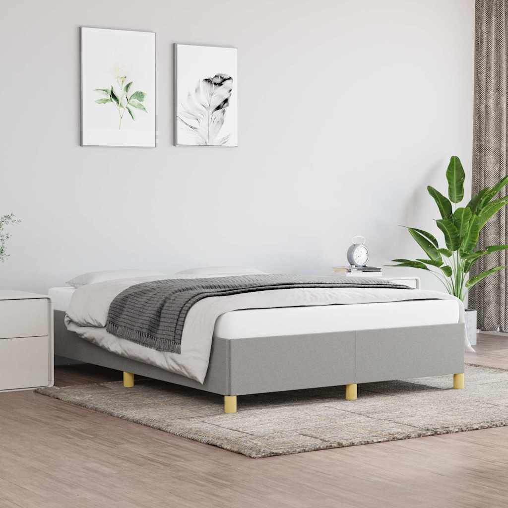 vidaXL Rama ��ka bez materaca, jasnoszara, 140x200 cm, obita tkanin�