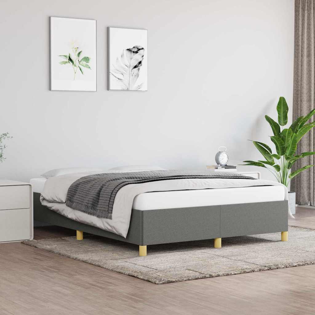 vidaXL Rama ��ka bez materaca, ciemnoszara, 140x200 cm, obita tkanin�