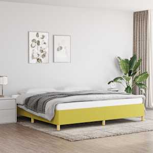 Rám postele bez matrace zelený 200 x 200 cm textil - obrázek 1