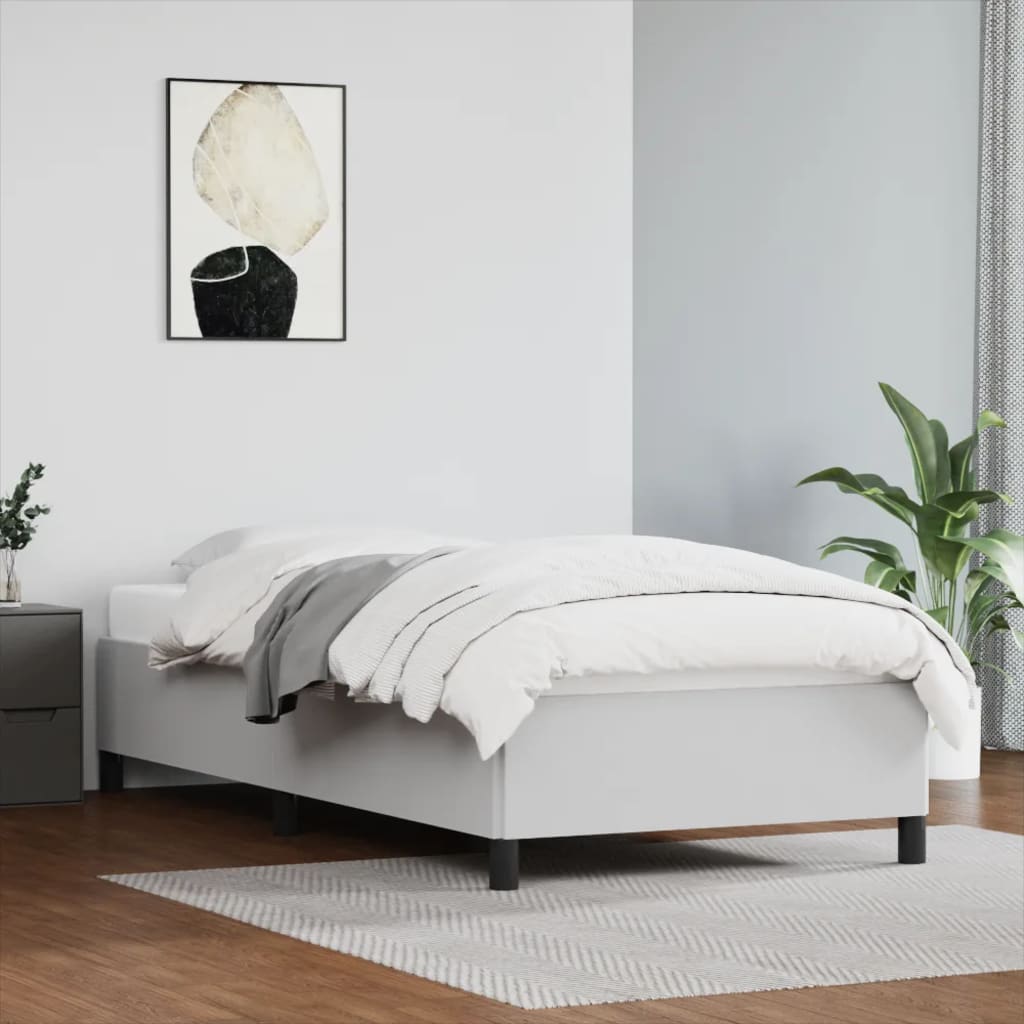 Cadru de pat, alb, 90x190 cm, piele ecologică