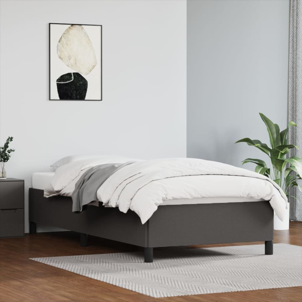 vidaXL Cadru de pat, gri, 90x200 cm, piele ecologică