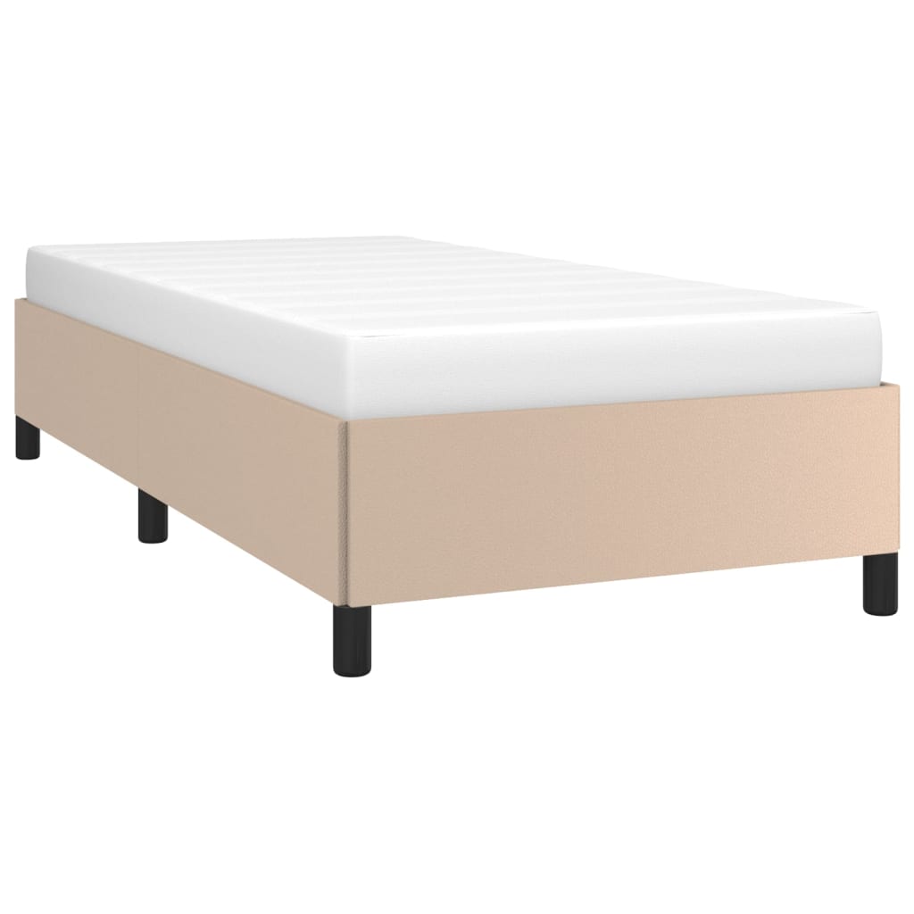 vidaXL Bedframe kunstleer cappuccinokleurig 90x200 cm afbeelding