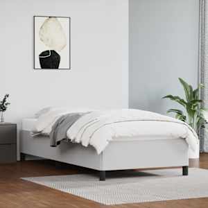Rám postele bez matrace bílá 100 x 200 cm umělá kůže - obrázek 1