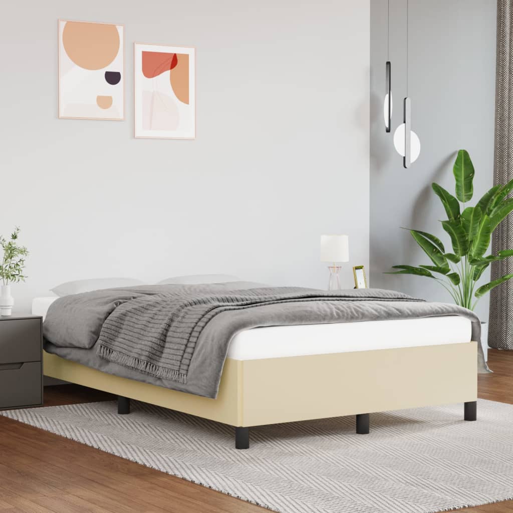 vidaXL Cadru de pat, crem, 120x200 cm, piele ecologică