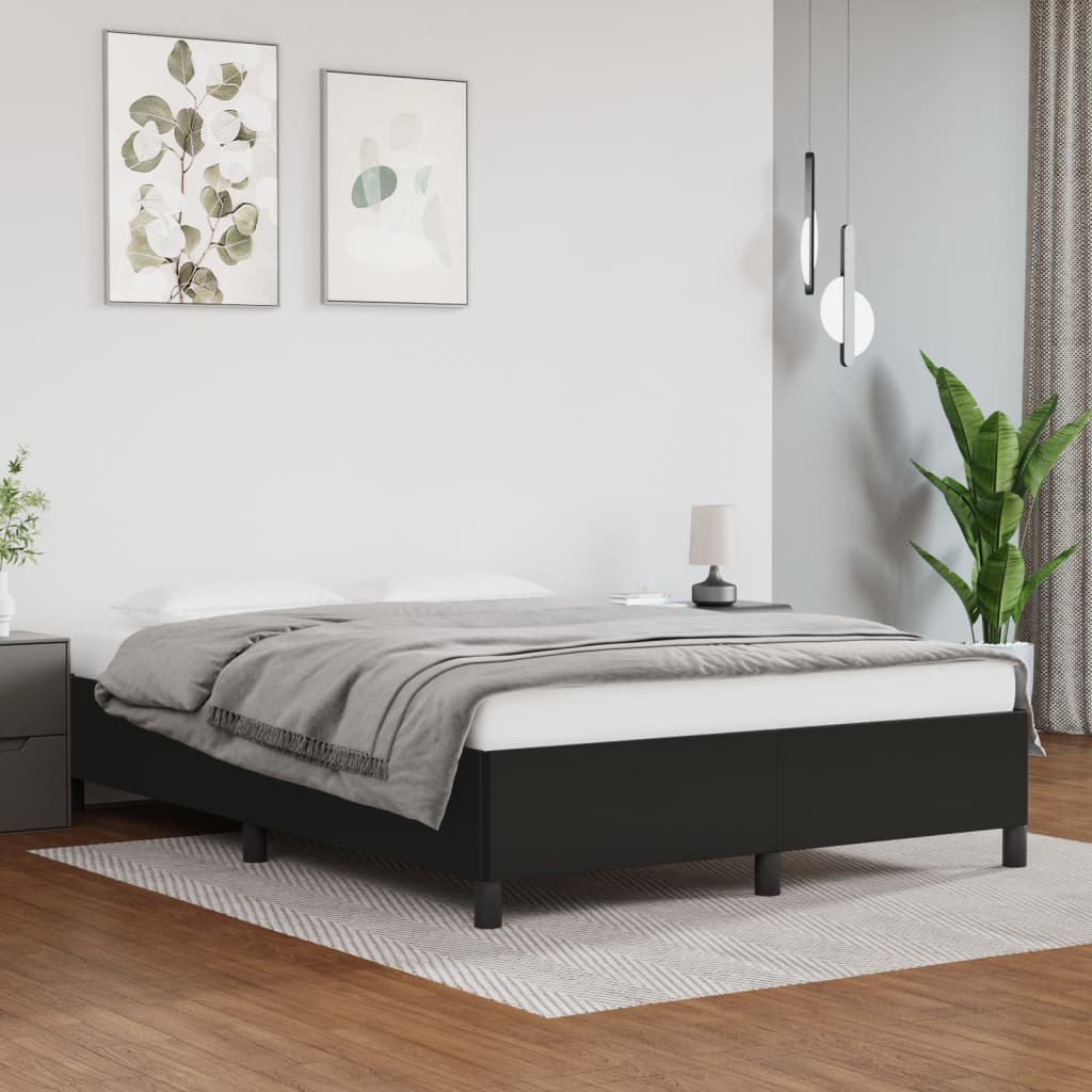 Vidaxl cadru de pat, negru, 140x190 cm, piele ecologică