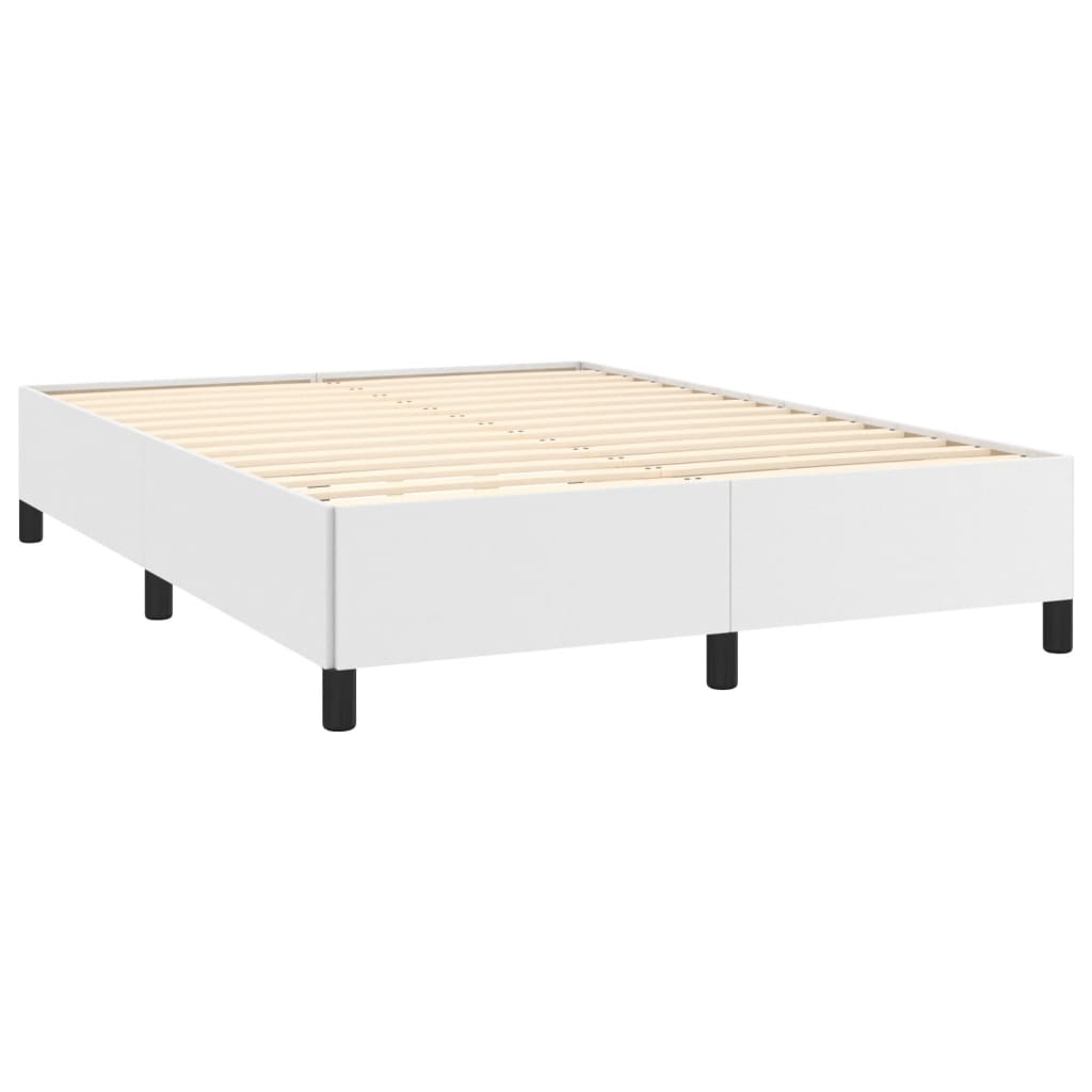 Cadru de pat, alb, 140x190 cm, piele ecologică