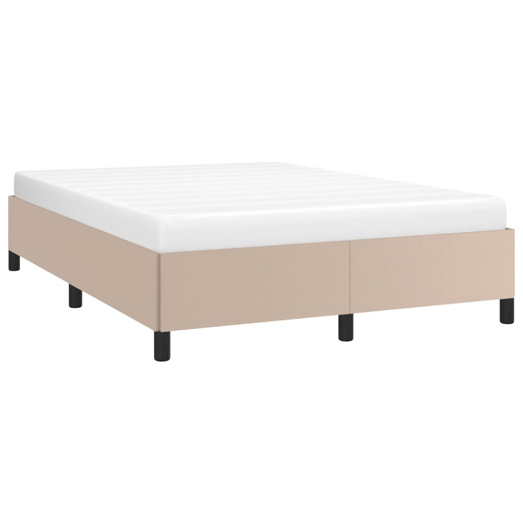vidaXL Bedframe kunstleer cappuccinokleurig 140x190 cm afbeelding
