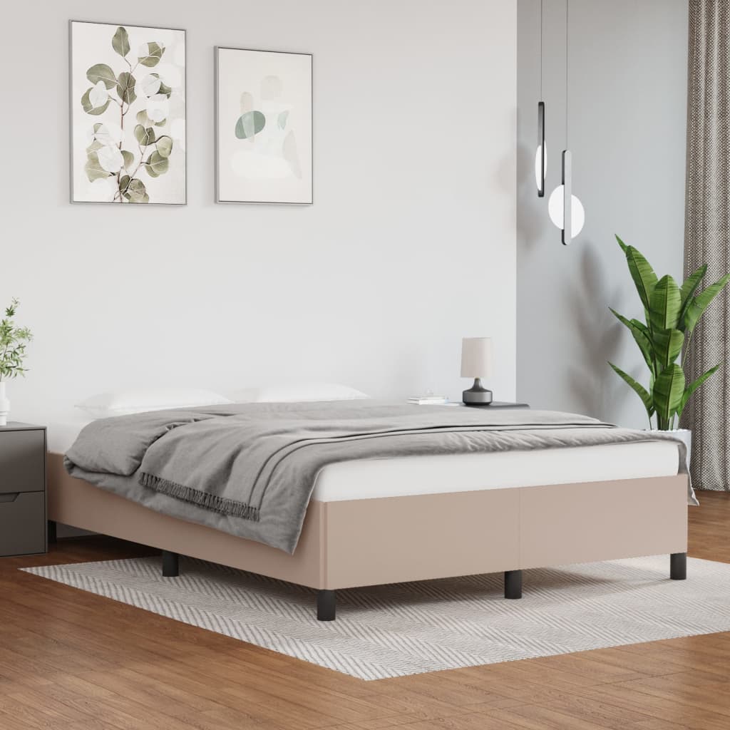 vidaXL Cadru de pat, cappuccino, 140x190 cm, piele ecologică