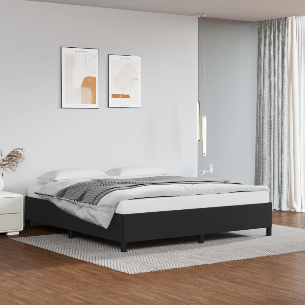 vidaXL Cadru de pat, negru, 160x200 cm, piele ecologică