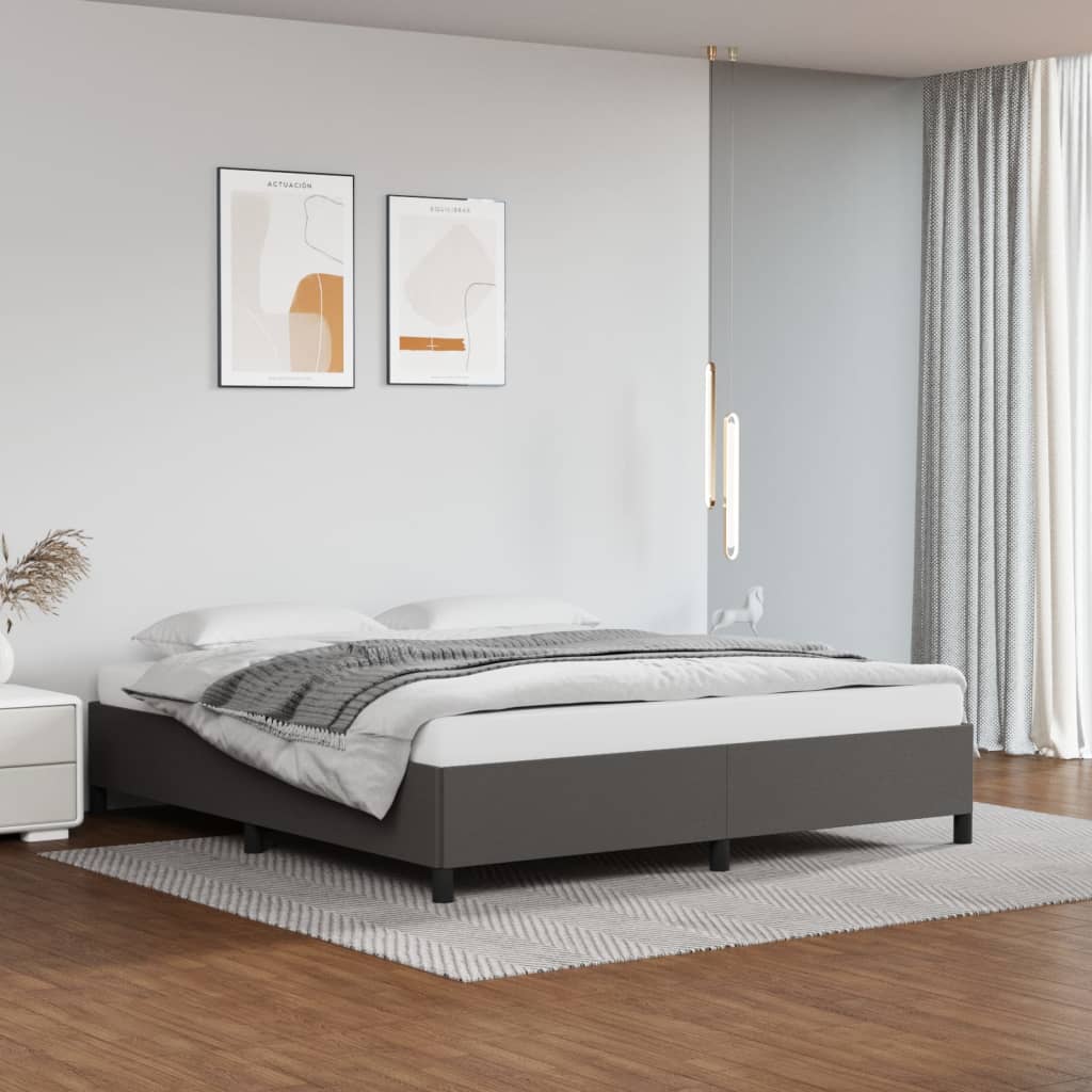 vidaXL Cadru de pat, gri, 160x200 cm, piele ecologică