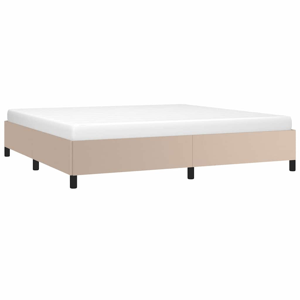 vidaXL Bedframe zonder matras 200x200 cm kunstleer cappuccinokleurig bruin, foto 2