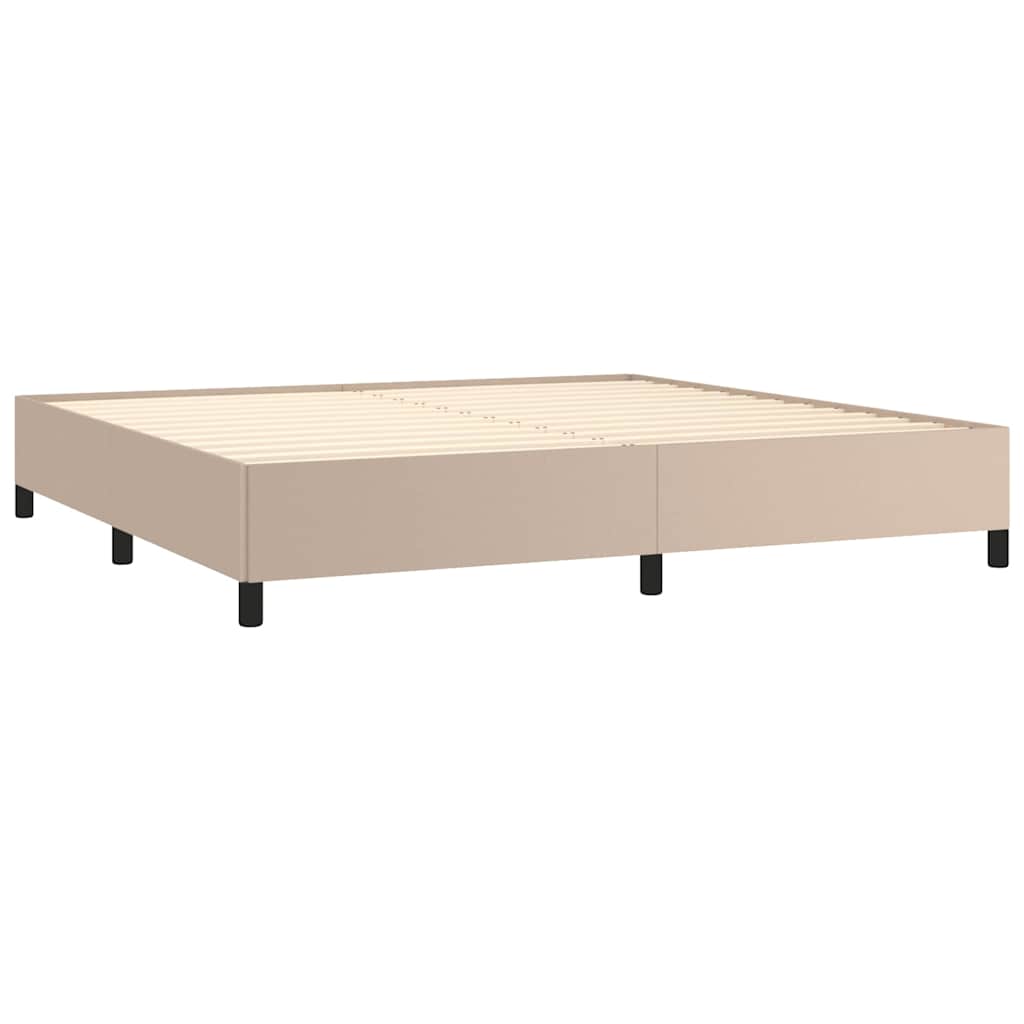 vidaXL Bedframe zonder matras 200x200 cm kunstleer cappuccinokleurig bruin, foto 4