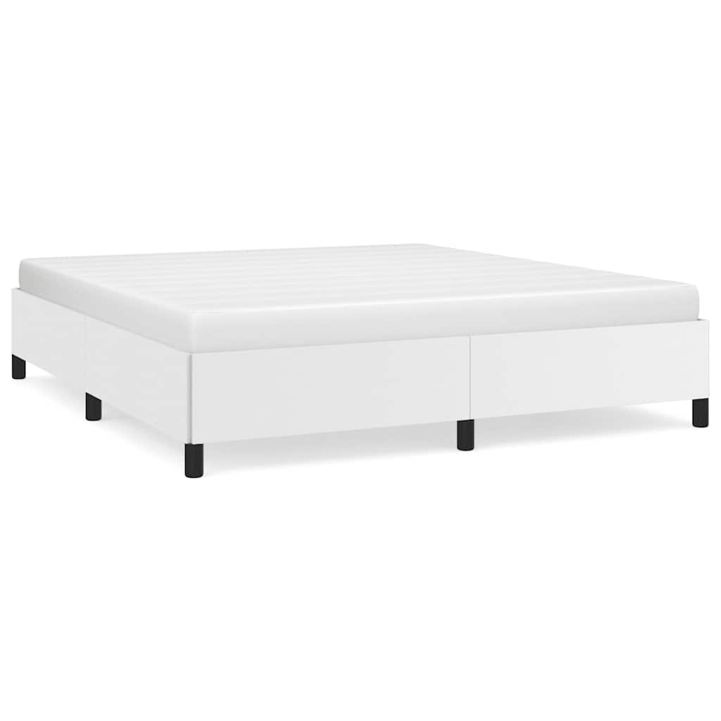 vidaXL Bed Frame without Mattress White California King Faux Leather