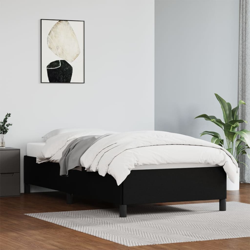 TopSellers-Black Faux Leather Bed Frame - Sturdy King Single Size  Easy Clean