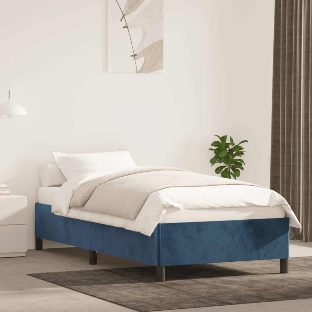 vidaXL Cadru de pat, albastru închis, 90x190 cm, catifea