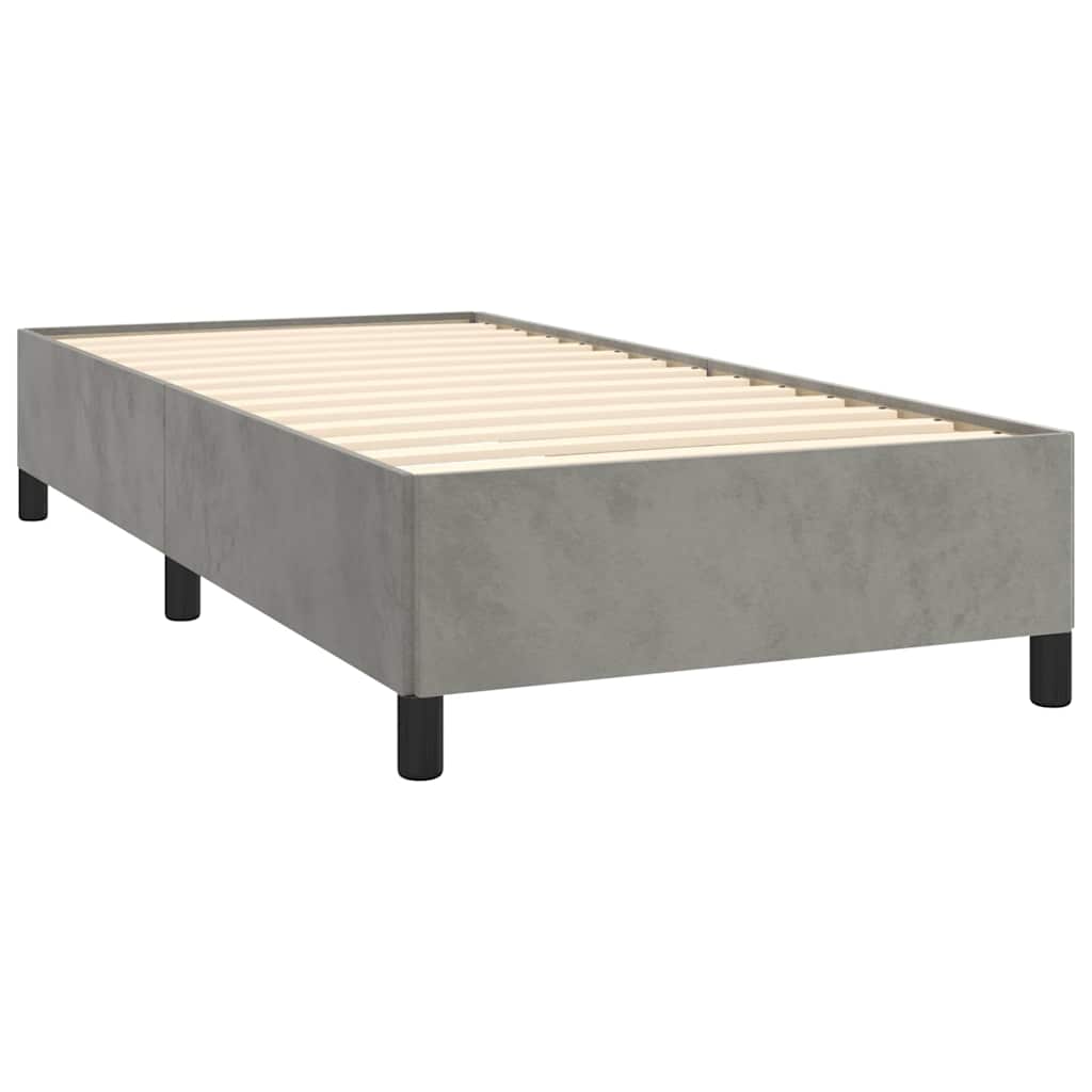 vidaXL Bedframe zonder matras 100x200 cm fluweel lichtgrijs grijs, foto 4