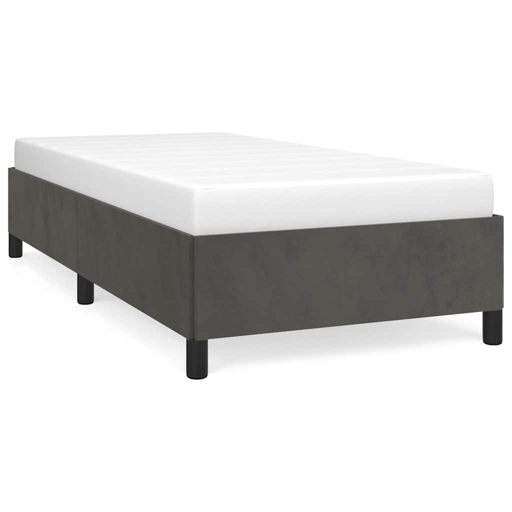 vidaXL Bedframe zonder matras 100x200 cm fluweel donkergrijs grijs, foto 3