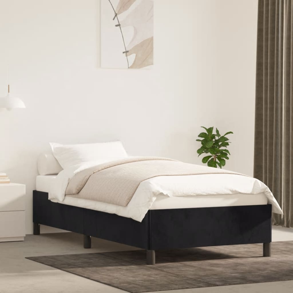 Cadru de pat, negru, 100 x 200 cm, catifea