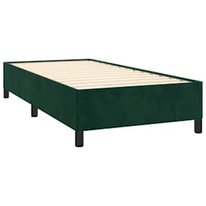 Rám postele bez matrace tmavě zelená 100 x 200 cm samet - obrázek 4