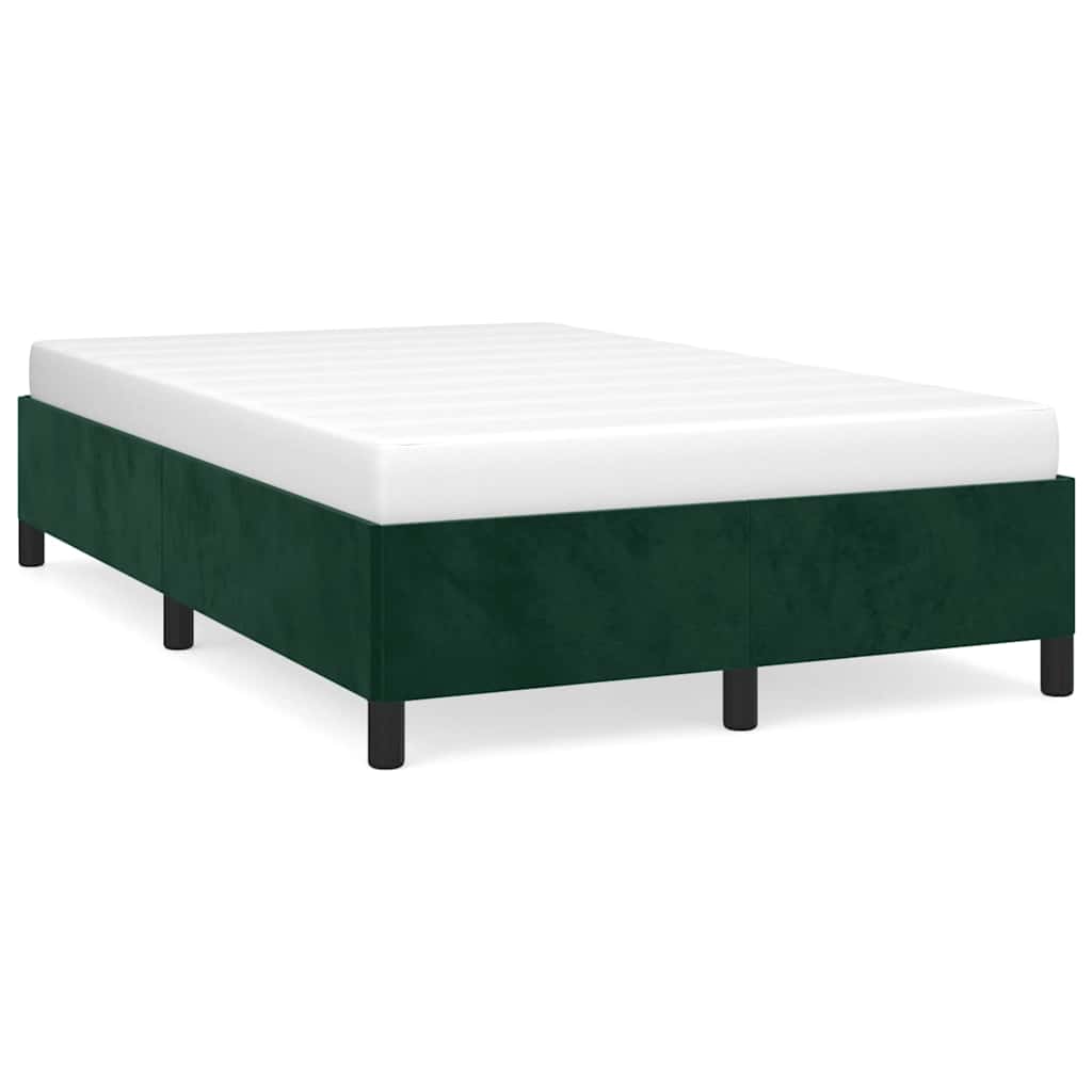 vidaXL Rám postele bez matrace tmavě zelená 120 x 200 cm samet
