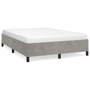 vidaXL voodiraam ilma madratsita, helehall, 140x190 cm, samet