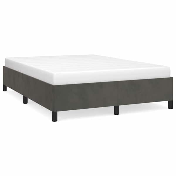 vidaXL voodiraam ilma madratsita, tumehall, 140x190 cm, samet