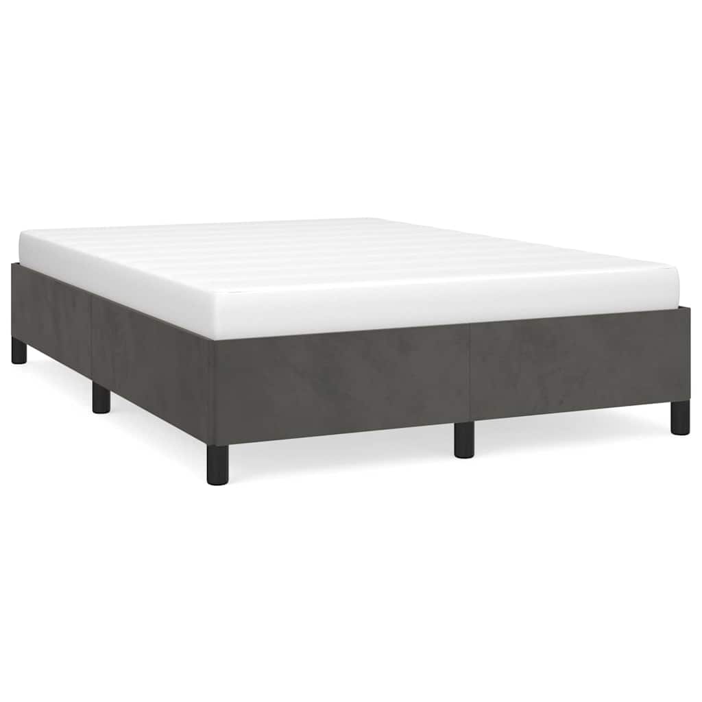 vidaXL Bedframe zonder matras 140x200 cm fluweel donkergrijs grijs, foto 3