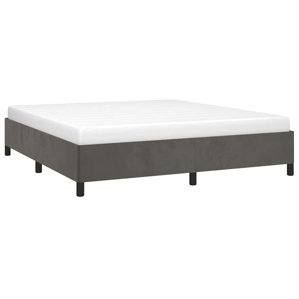 vidaXL Bedframe zonder matras 160x200 cm fluweel donkergrijs grijs, foto 2