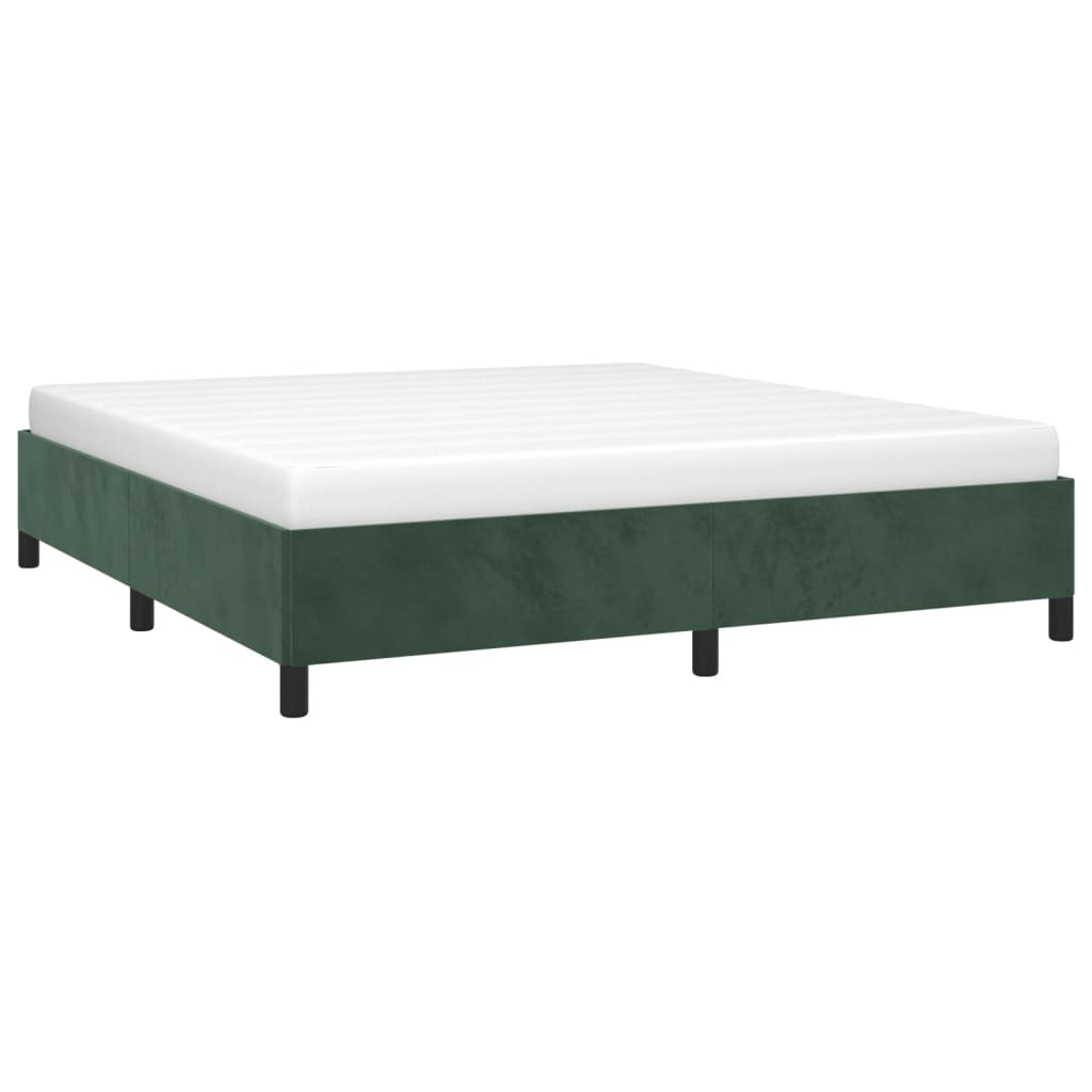 vidaXL Bedframe zonder matras 160x200 cm fluweel donkergroen afbeelding