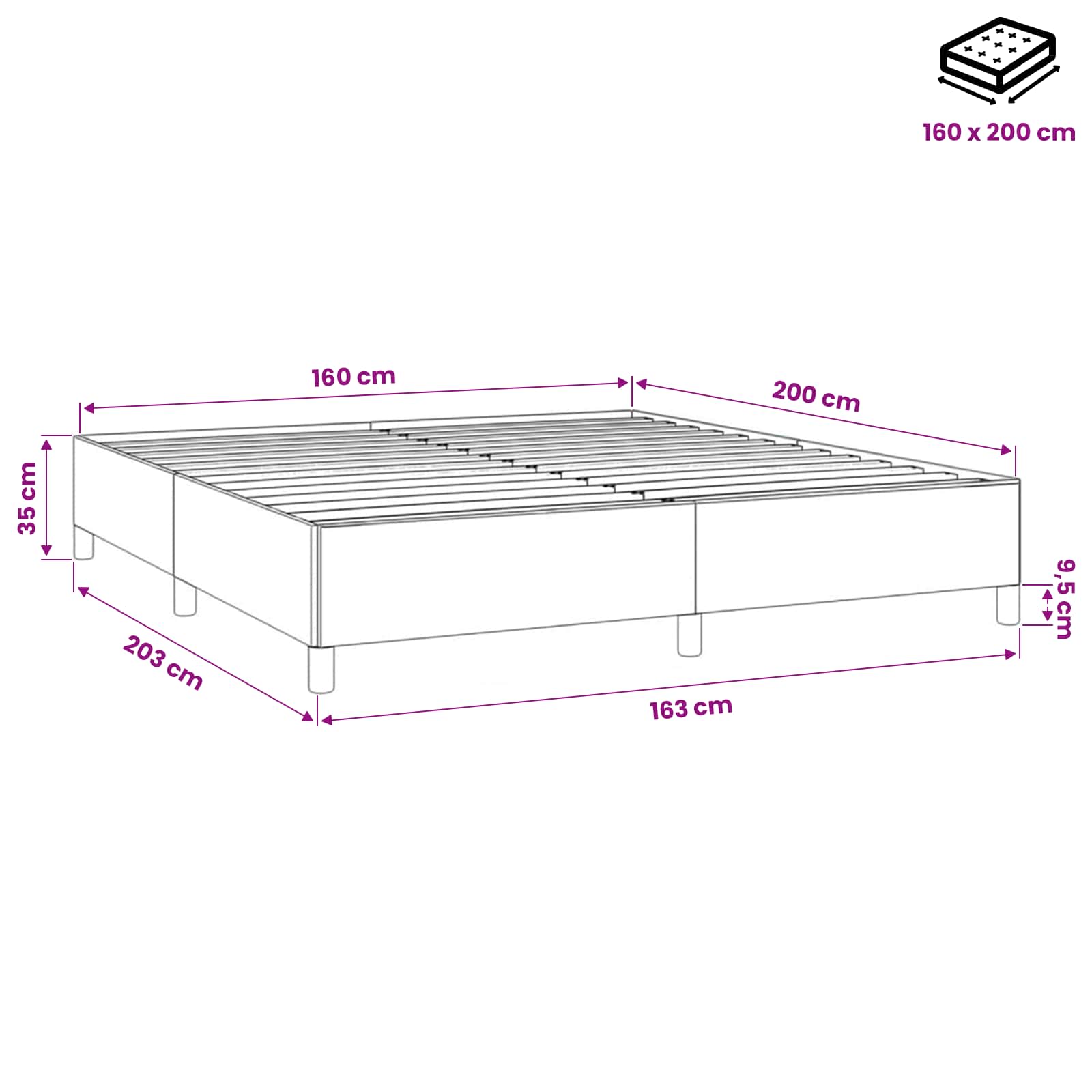 vidaXL Bettgestell Rosa 160x200 cm Samt – Bild 9