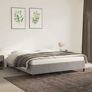 Posteljni okvir brez vzmetnice svetlo siv 180x200 cm žamet