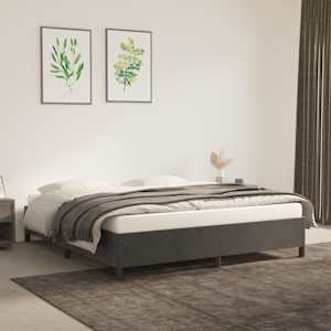 Posteljni okvir brez vzmetnice temno siv 180x200 cm žamet