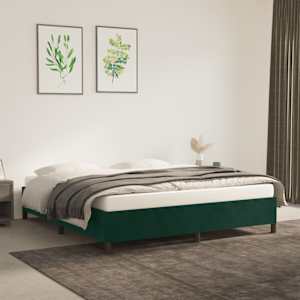 Posteljni okvir brez vzmetnice temno zelen 180x200 cm žamet