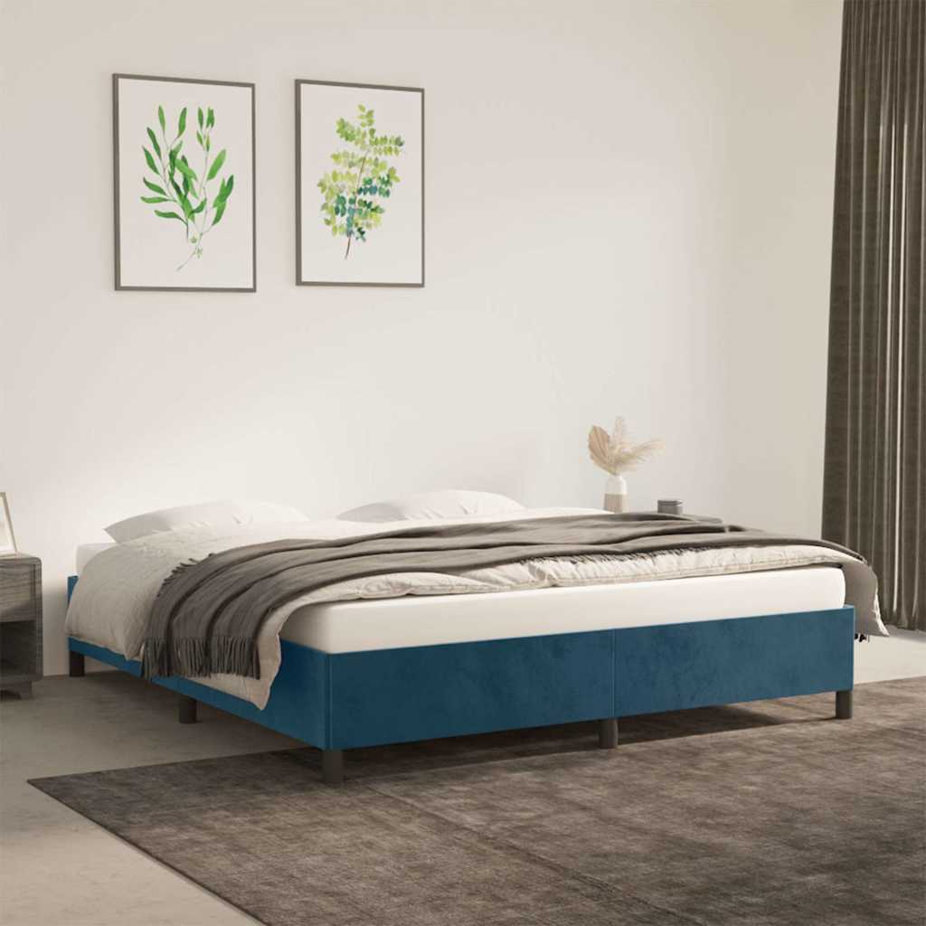 Sengeramme Uden Madras Fløjl Mørkeblå - 35 cm / 180 x 200 cm