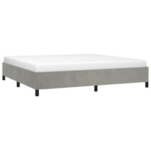 Rám postele bez matrace světle šedý 200 x 200 cm samet - obrázek 3