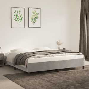 Rám postele bez matrace světle šedý 200 x 200 cm samet - obrázek 1