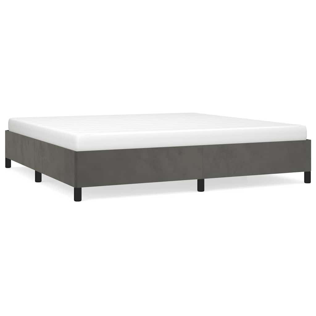 vidaXL Bedframe zonder matras 200x200 cm fluweel donkergrijs grijs, foto 3